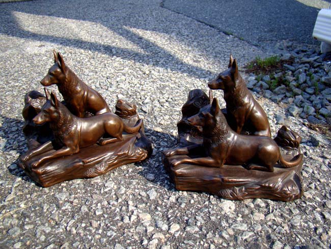 A very fine pair of German Shepherd bookends made by Jennings Brothers of Meriden, CT., circa 1930 — image 2